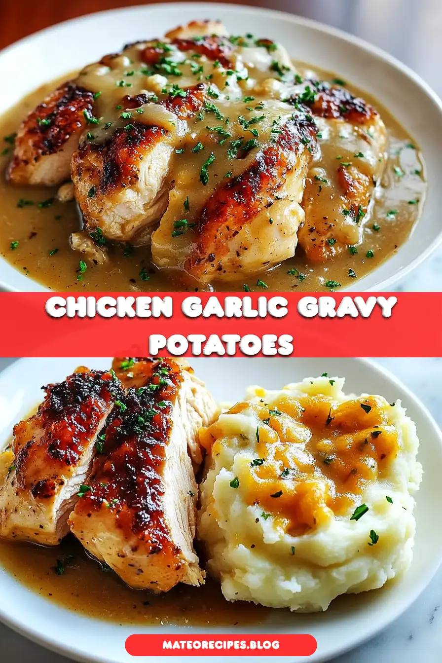 Chicken and Garlic Gravy with Cheesy Mashed Potatoes