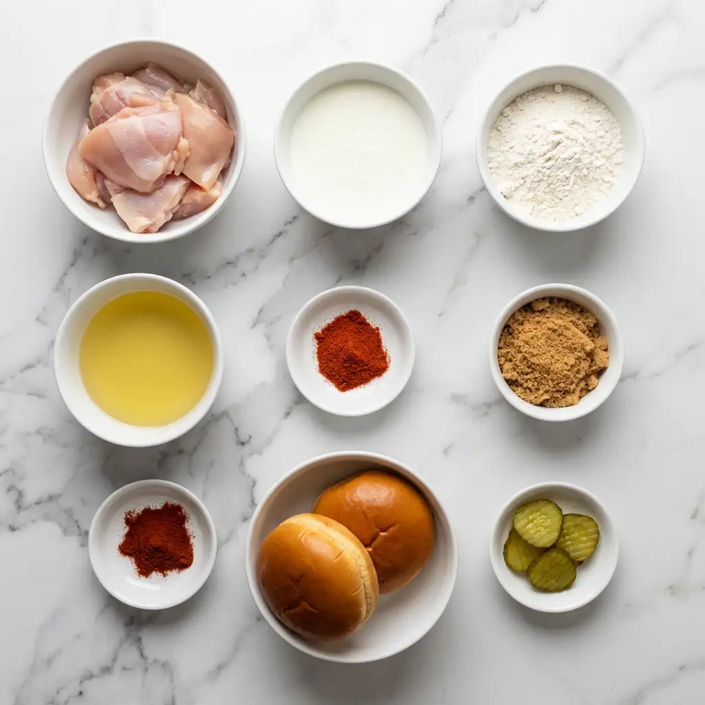 Ingredients for Nashville Hot Chicken Sandwiches