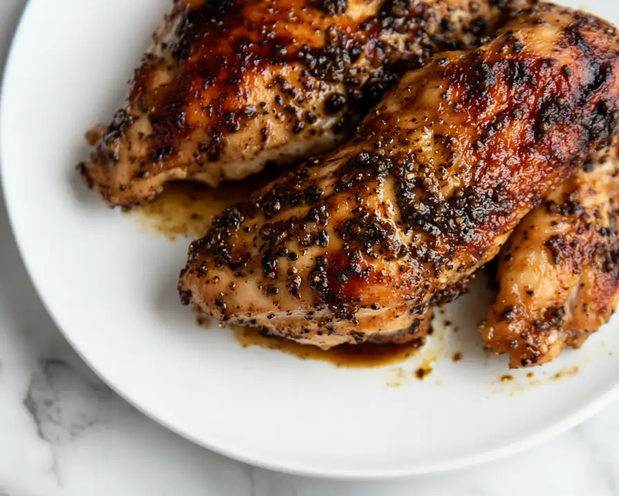 Sizzling Black Pepper Chicken with Crisp Veggies & Garlic Soy Glaze