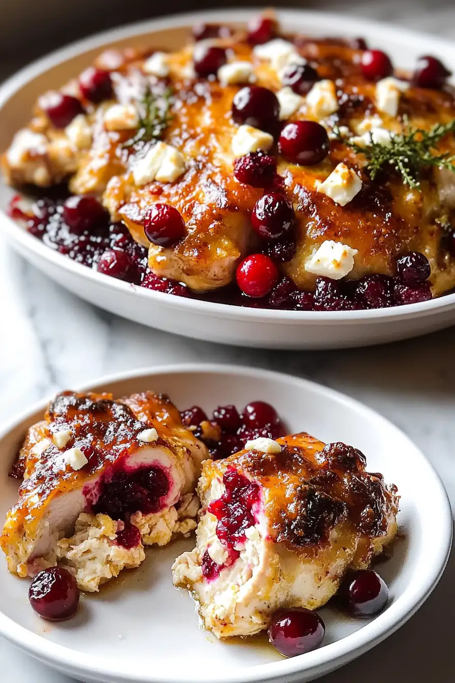 Honey Cranberry Chicken Bake with Feta Cheese