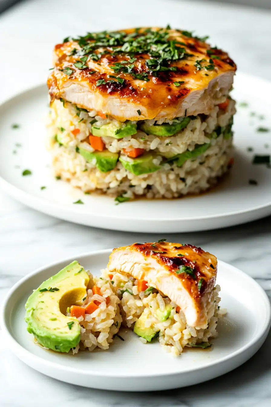 Honey Lime Chicken & Avocado Rice Stack