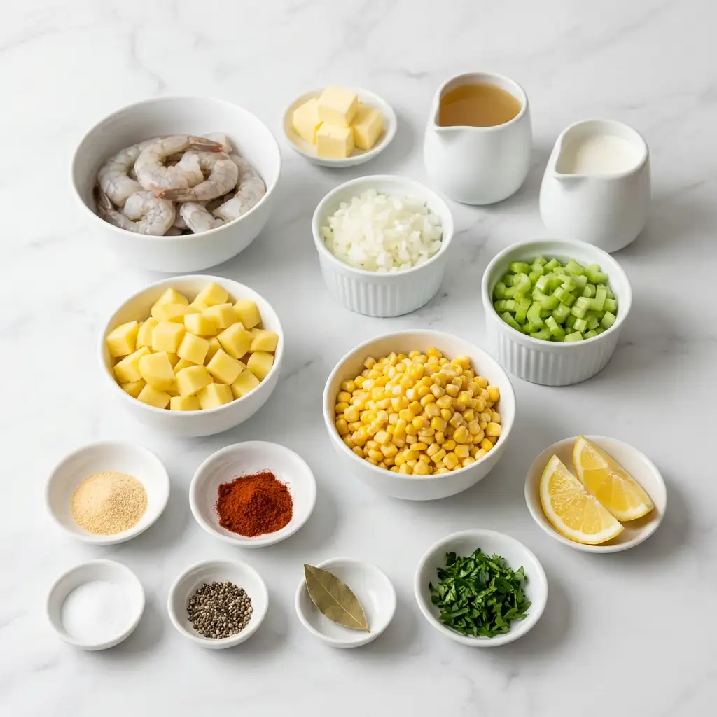 Ingredients for Shrimp and Corn Chowder