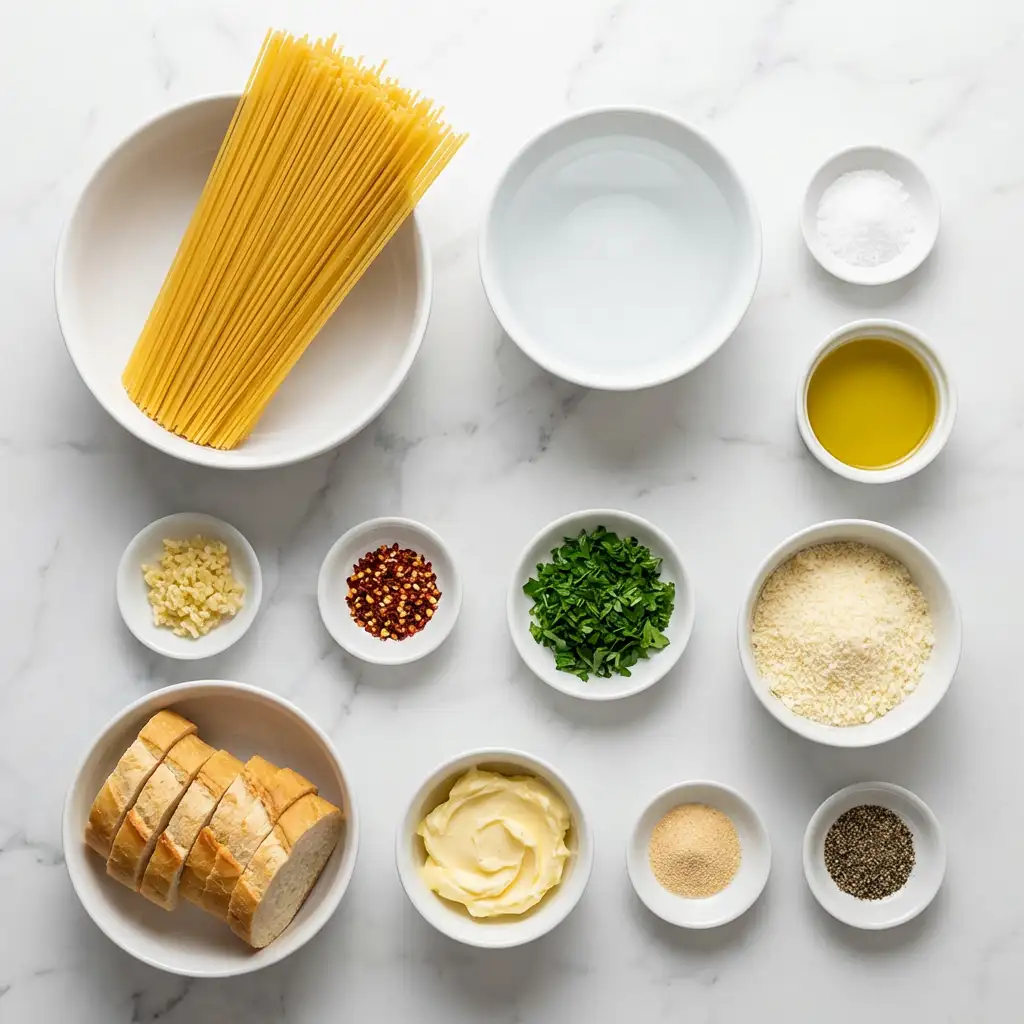 Ingredients for Spaghetti Garlic Bread