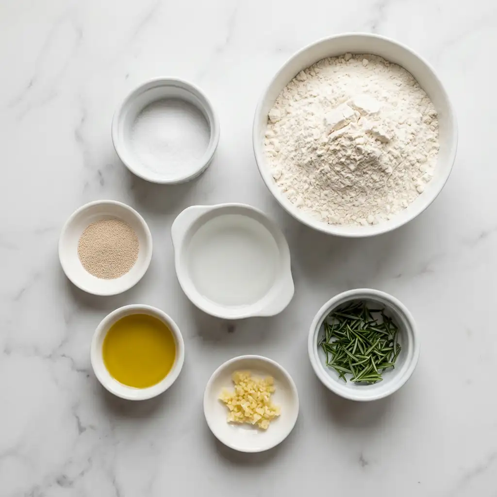 Ingredients for Rustic Garlic Rosemary Skillet Bread
