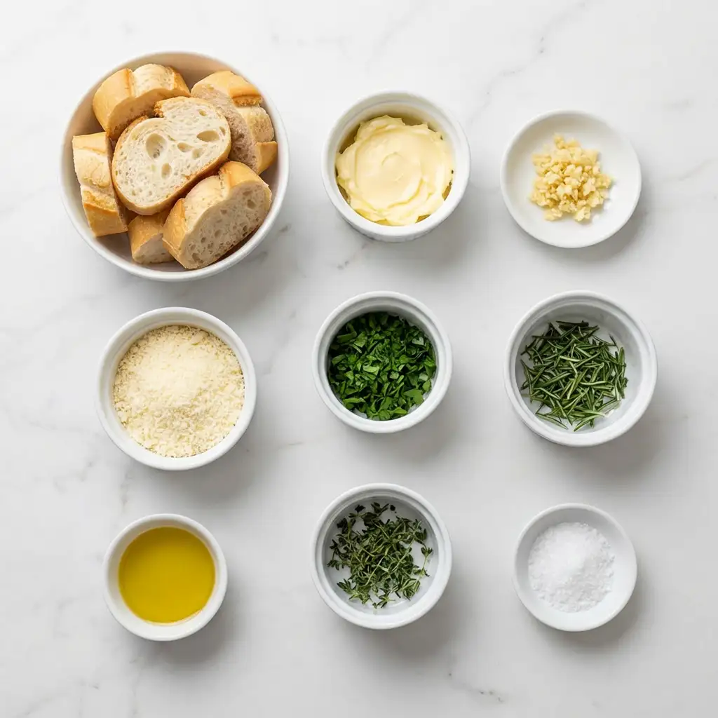 Ingredients for Garlic Parmesan Herb Bread