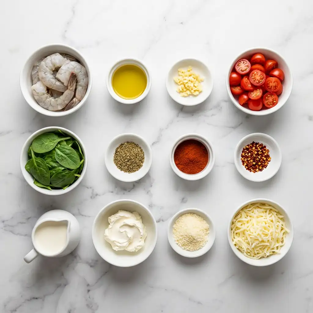 Ingredients for Low-Carb Shrimp Tuscan Bake