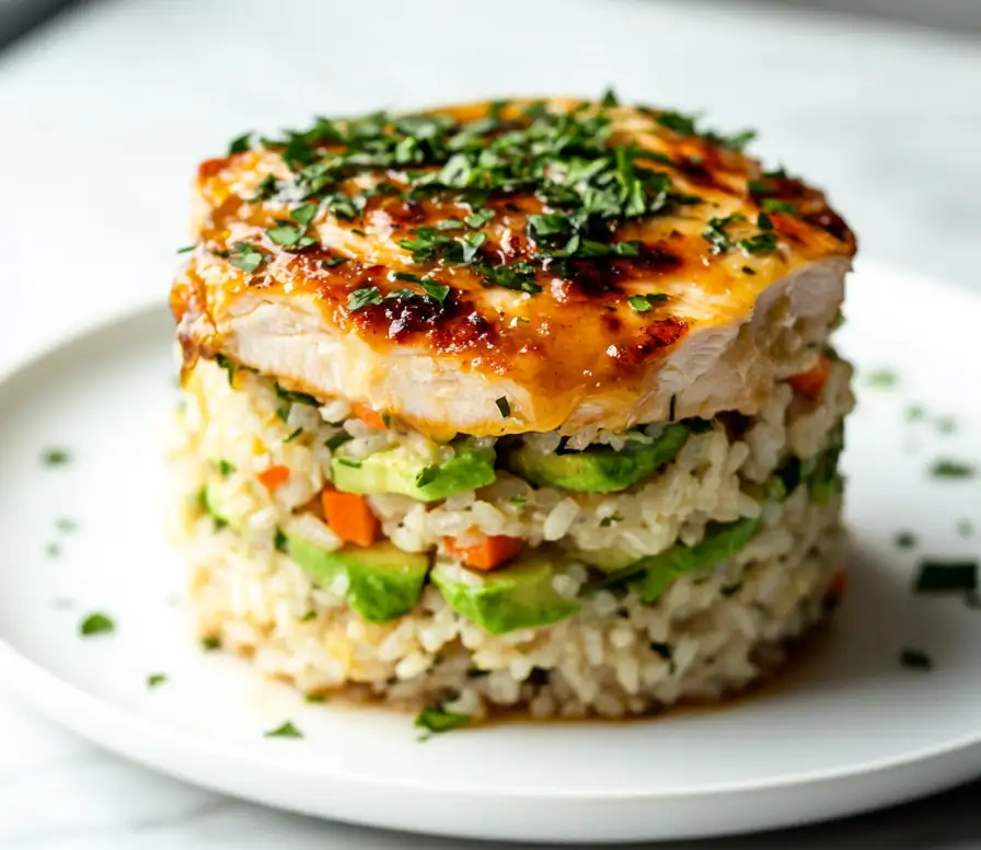 Honey Lime Chicken & Avocado Rice Stack