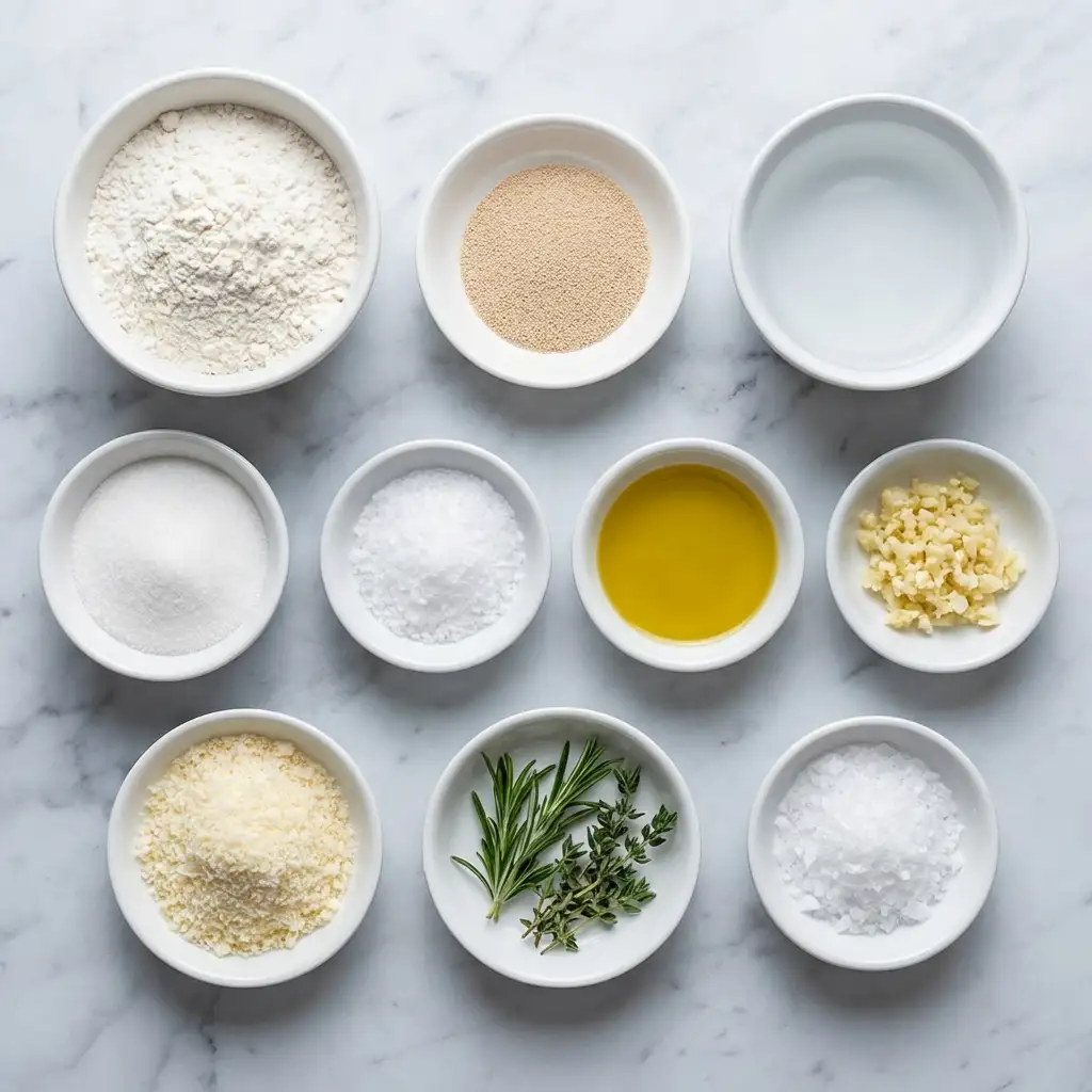 Ingredients for Garlic Parmesan Focaccia Bread