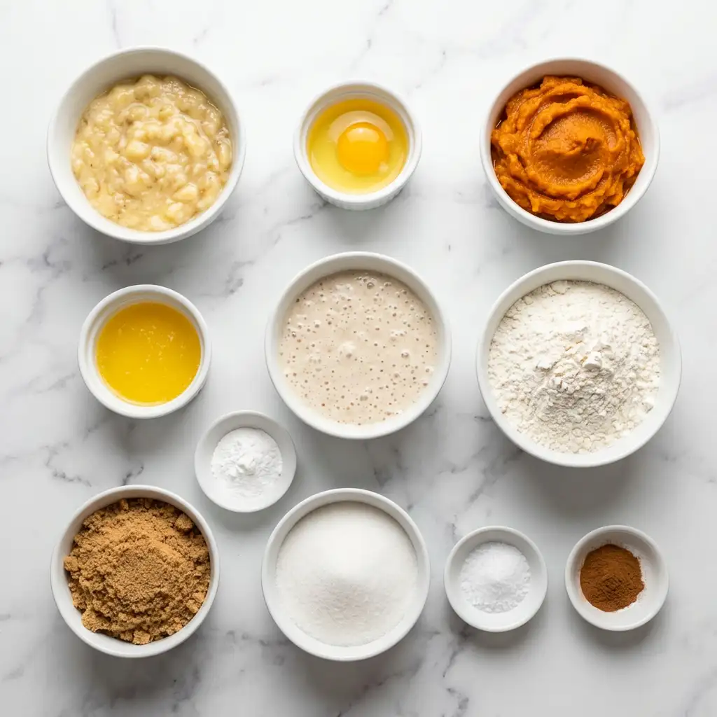 Ingredients for Sourdough Pumpkin Banana Bread