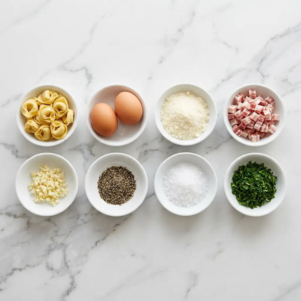 Ingredients for Creamy Tortellini Carbonara Recipe