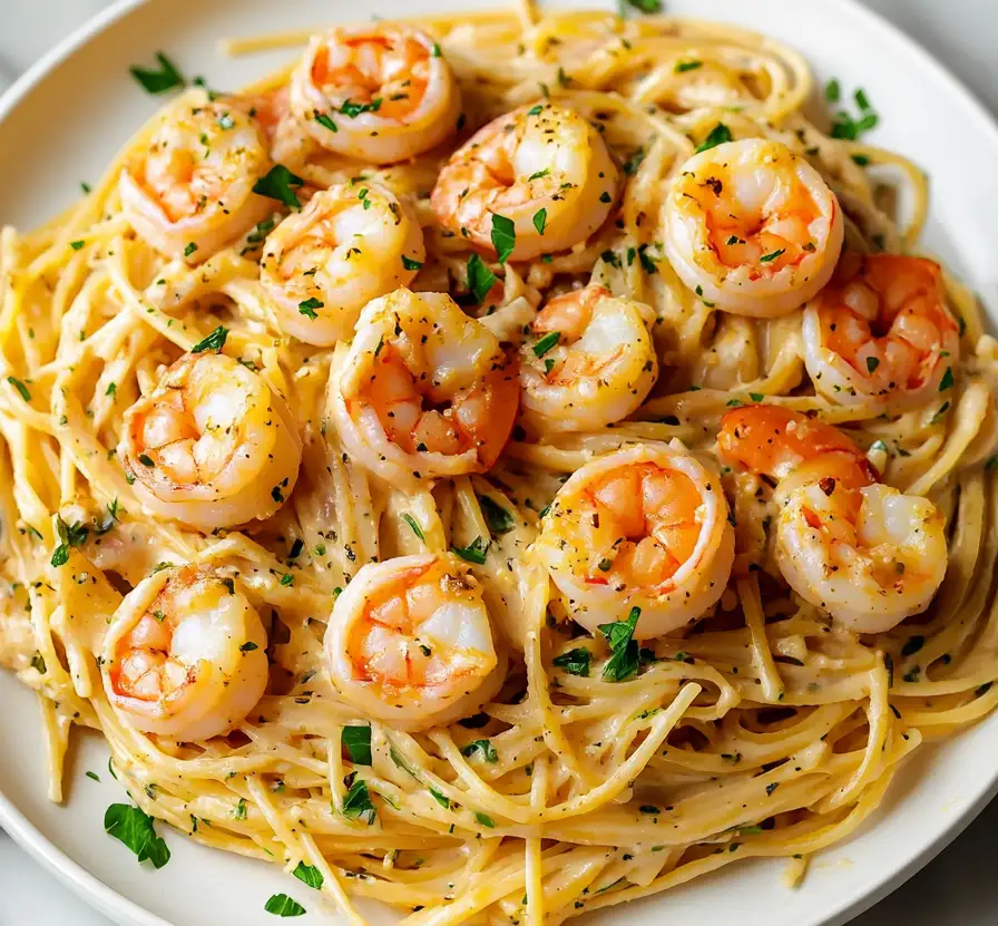 Shrimp Scampi Garlic Cream Pasta