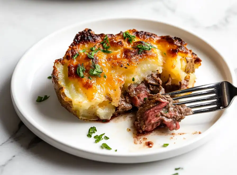 Crockpot Loaded Steak and Potato Bake