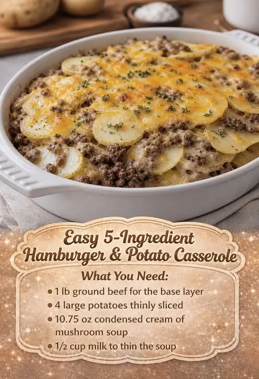 Easy 5-Ingredient Hamburger Potato Casserole