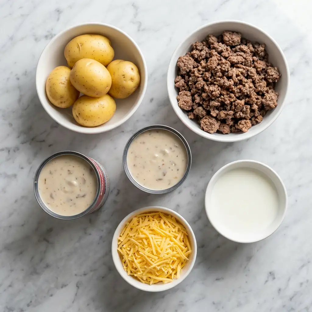 Ingredients for Easy 5-Ingredient Hamburger Potato Casserole