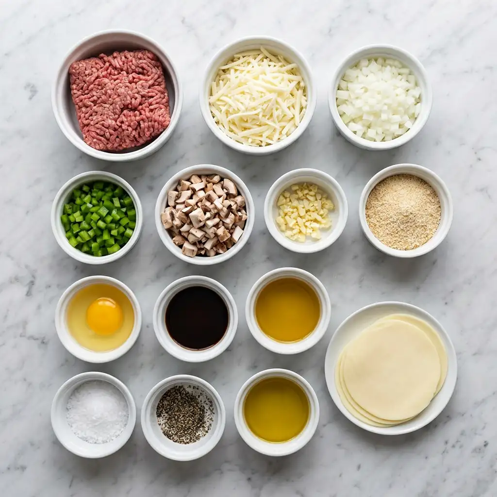 Ingredients for Philly Cheese Steak Meatloaf