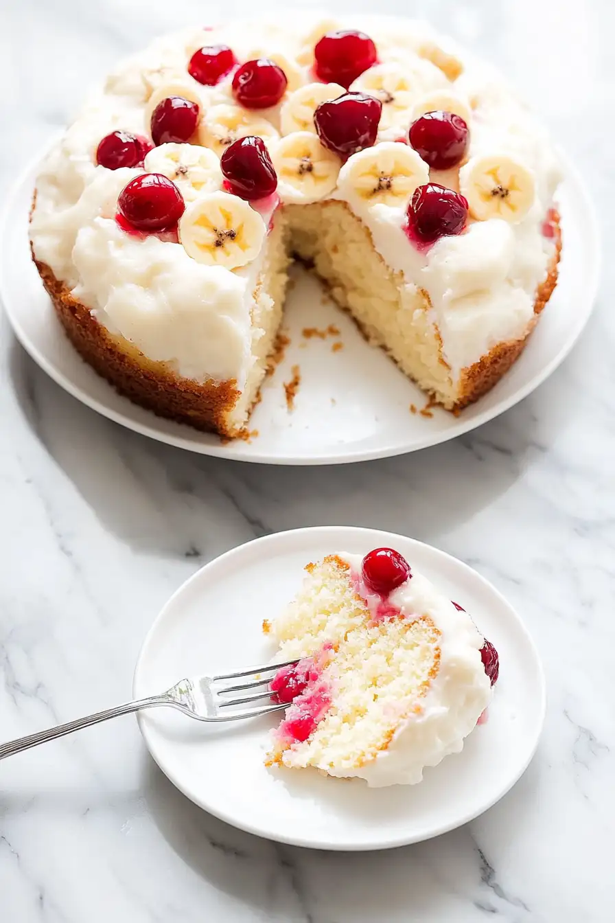 3-Ingredient Banana Cherry Angel Cloud Cake