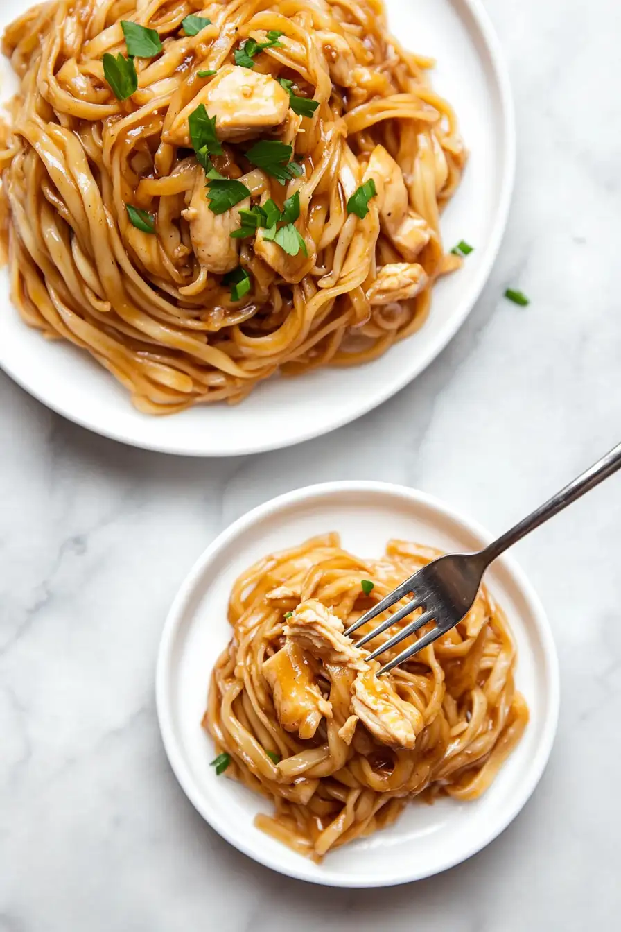 Sticky Garlic Chicken Noodles Recipe
