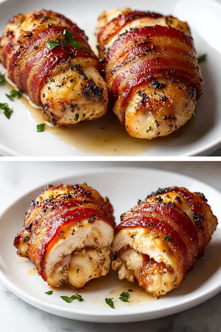 Bacon Wrapped Garlic Parmesan Chicken