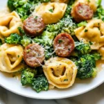 Creamy Garlic Parmesan Tortellini with Sausage and Broccoli