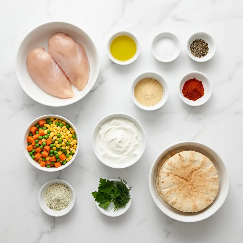 Ingredients for Sheet Pan Chicken Pitas with Herby Ranch