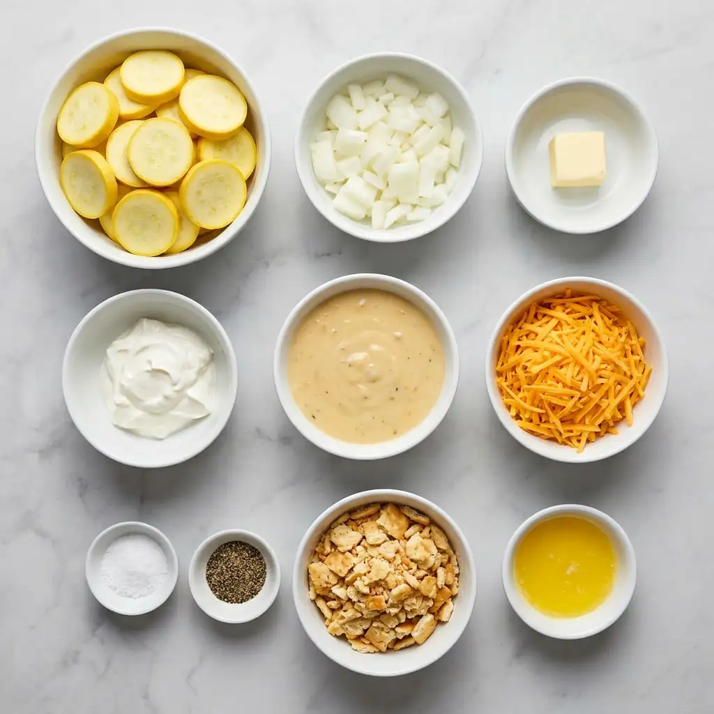Ingredients for Southern Squash Casserole Recipe