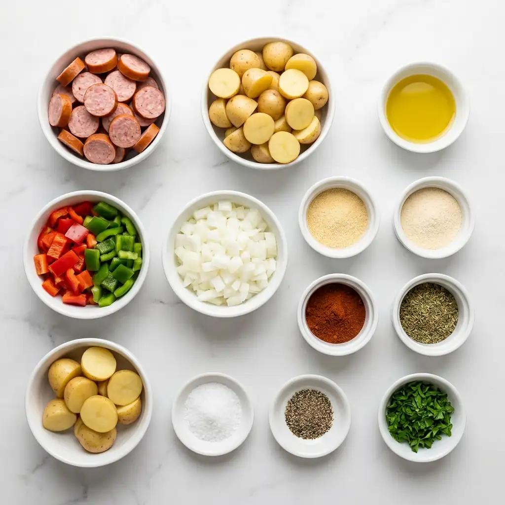 Ingredients for Oven Roasted Smoked Sausage and Potatoes Recipe