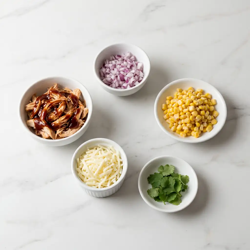 Ingredients for Easy BBQ Chicken Flatbread Recipe