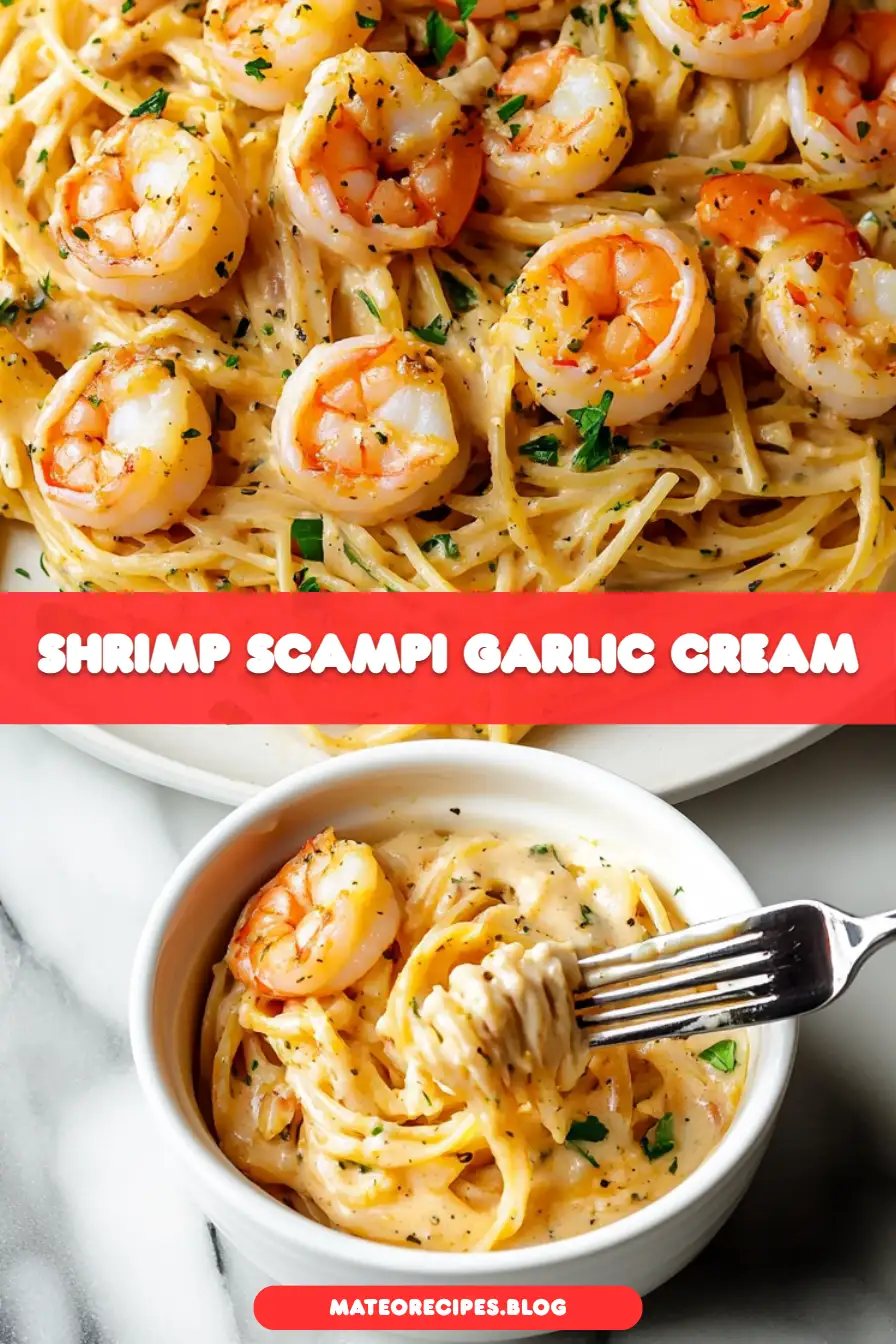 Shrimp Scampi Garlic Cream Pasta