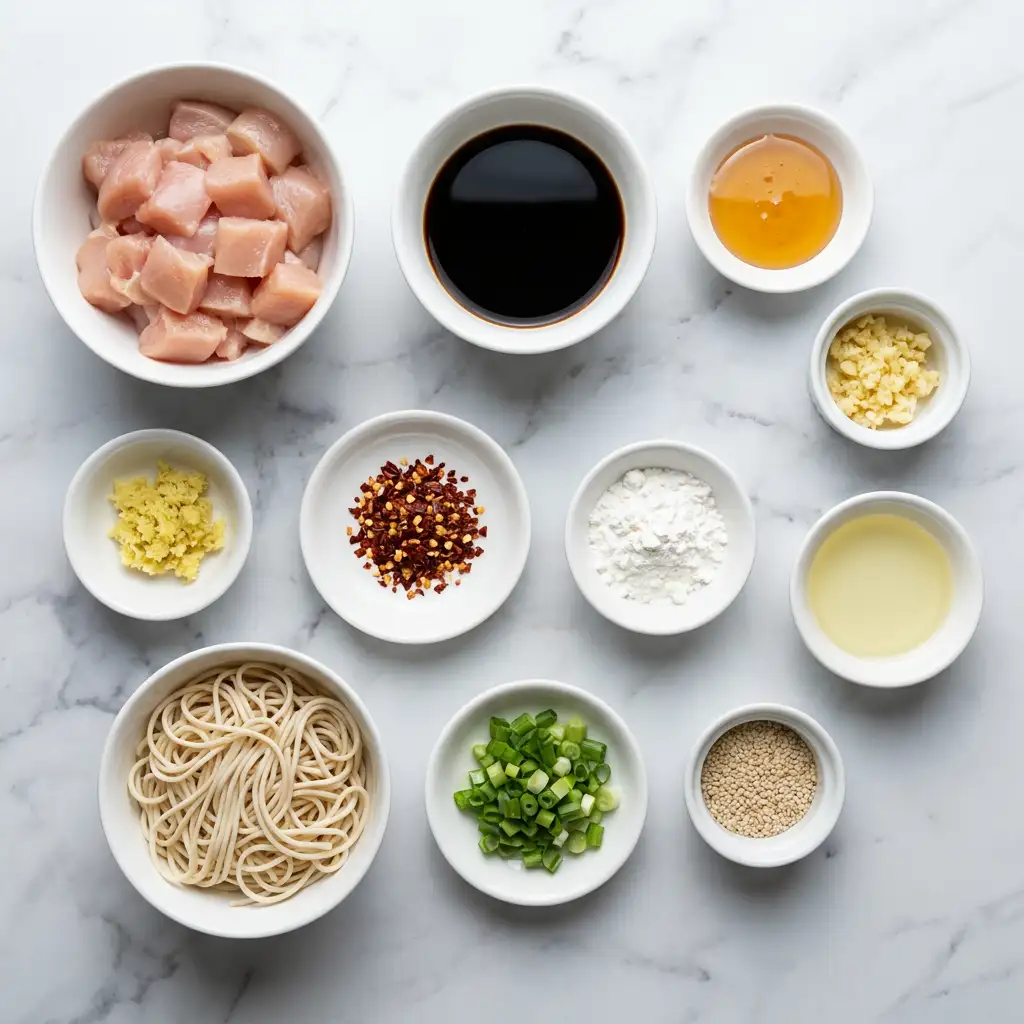 Ingredients for Sticky Garlic Chicken Noodles Recipe
