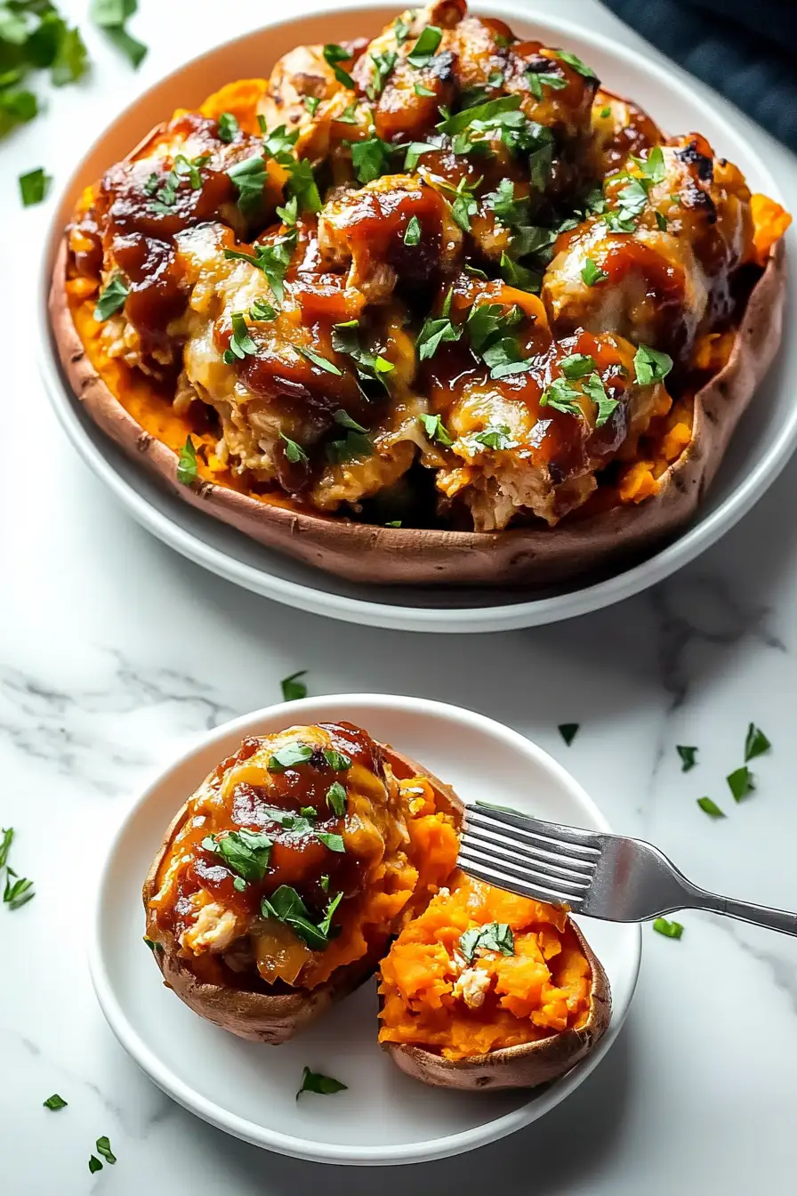 BBQ Chicken Stuffed Sweet Potatoes