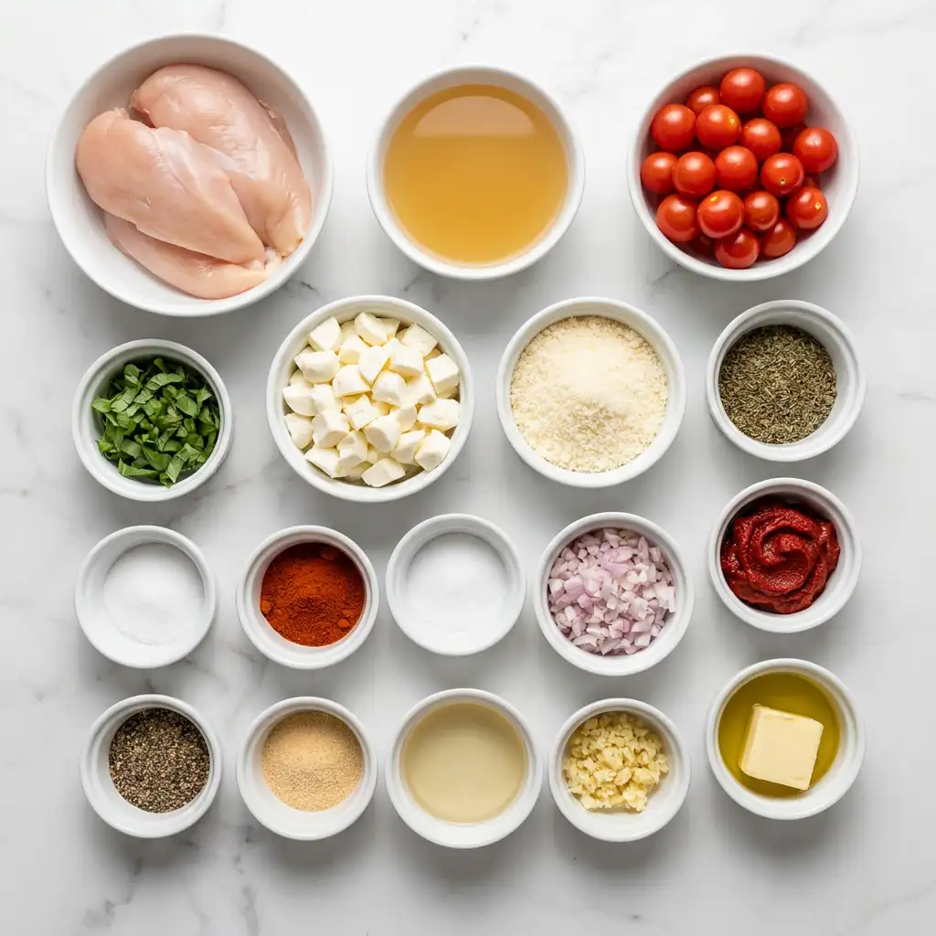 Ingredients for Garlic Tomato Chicken with Mozzarella