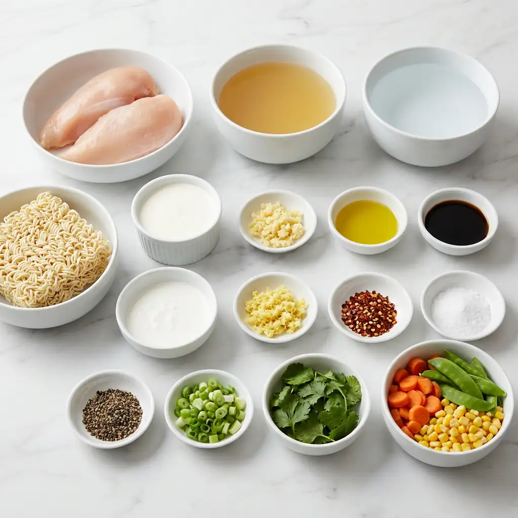 Ingredients for Creamy Garlic Chicken Ramen: An Incredible Ultimate Recipe