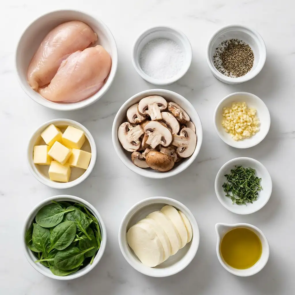 Ingredients for Mushroom Stuffed Chicken Breast - Quick and Easy
