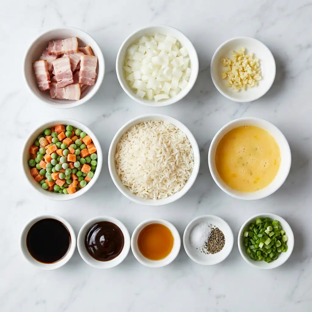 Ingredients for Bacon Fried Rice