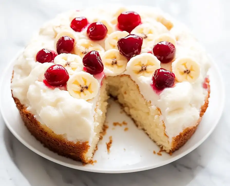 3-Ingredient Banana Cherry Angel Cloud Cake