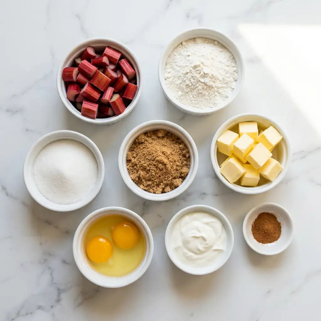 Ingredients for Rhubarb Coffee Cake