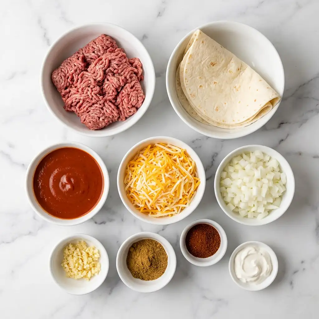 Ingredients for Ground Beef Enchiladas