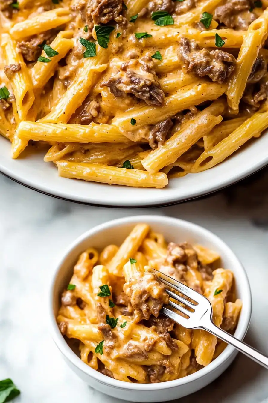 Creamy High Protein Beef Pasta