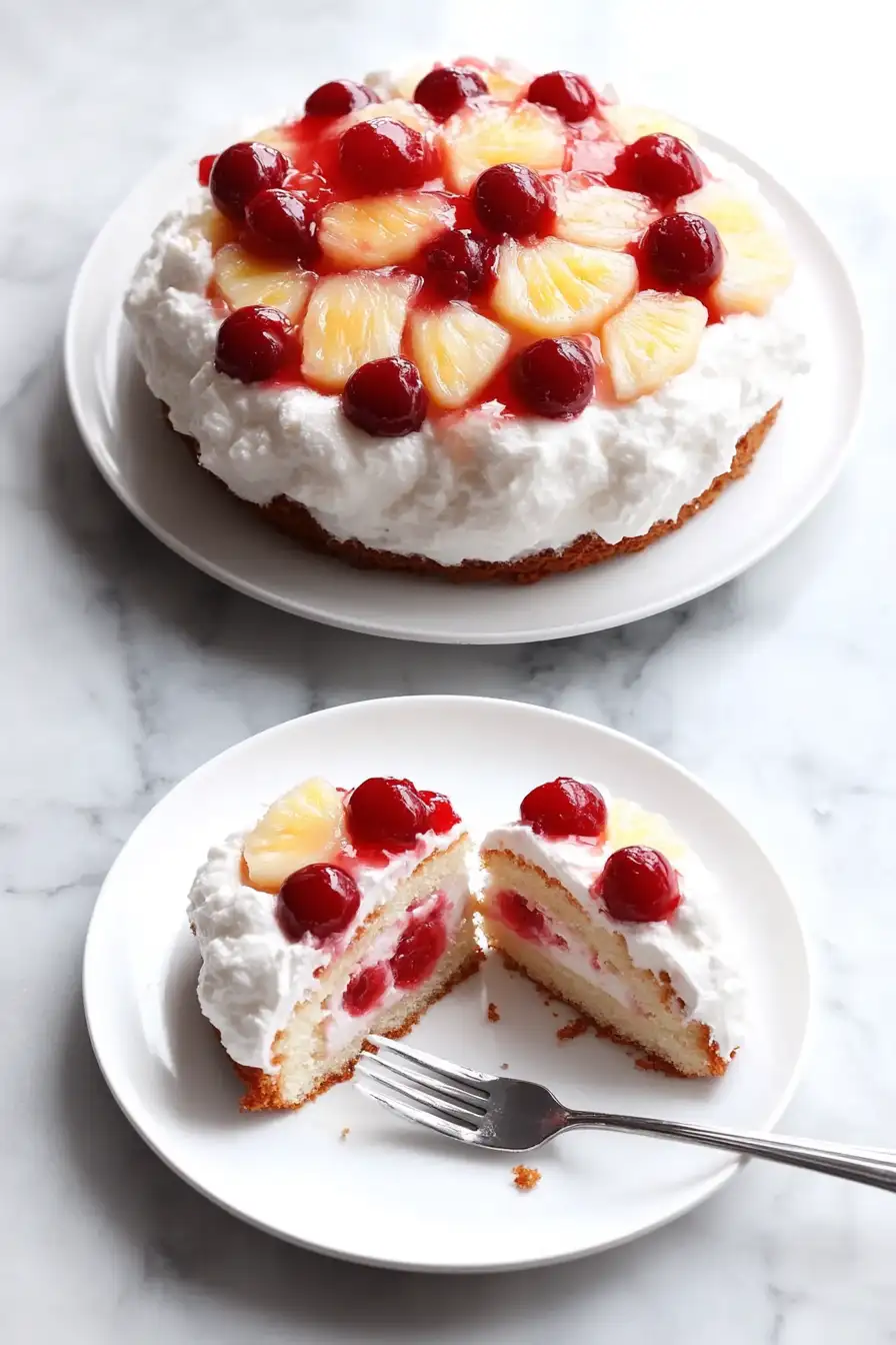 Cherry Pineapple Angel Cloud Cake 🍒🍍☁️