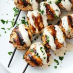 Grilled Chicken Bites with Creamy Garlic Sauce