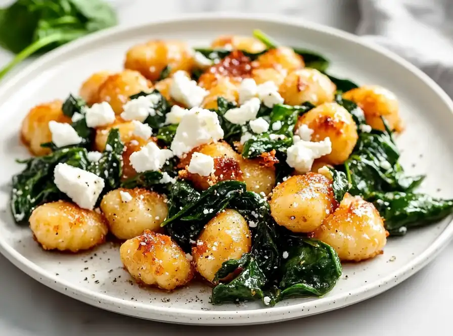 Crispy Gnocchi With Spinach And Feta
