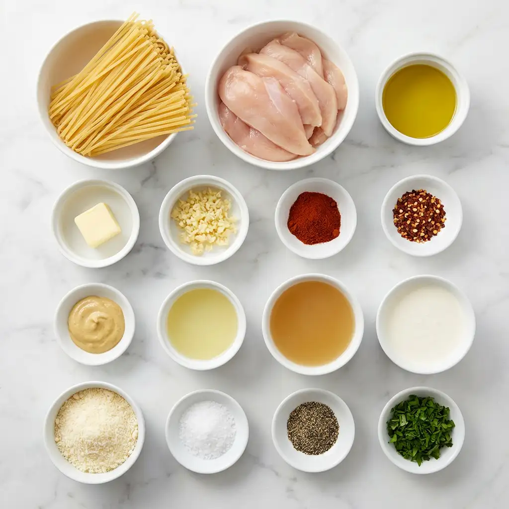 Ingredients for Cowboy Butter Chicken Linguine