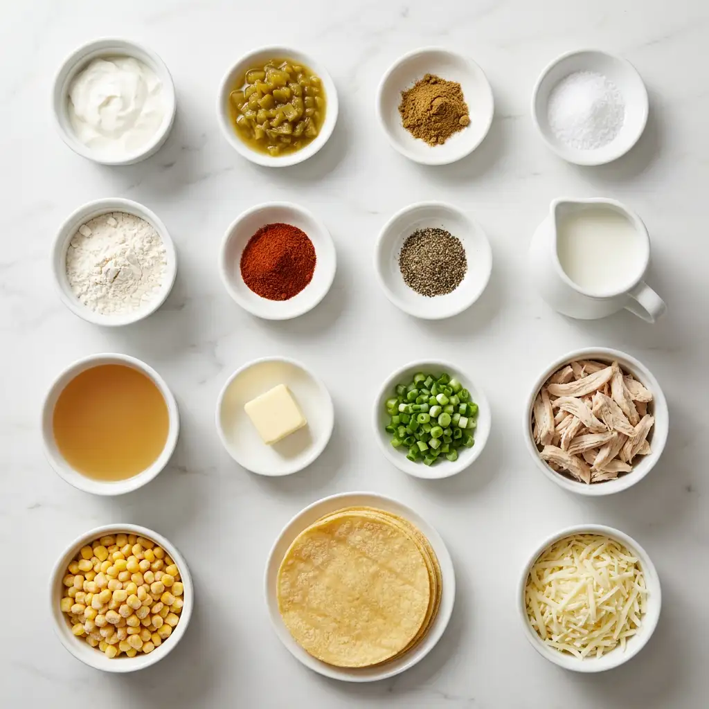 Ingredients for Best White Chicken Chili Tacos