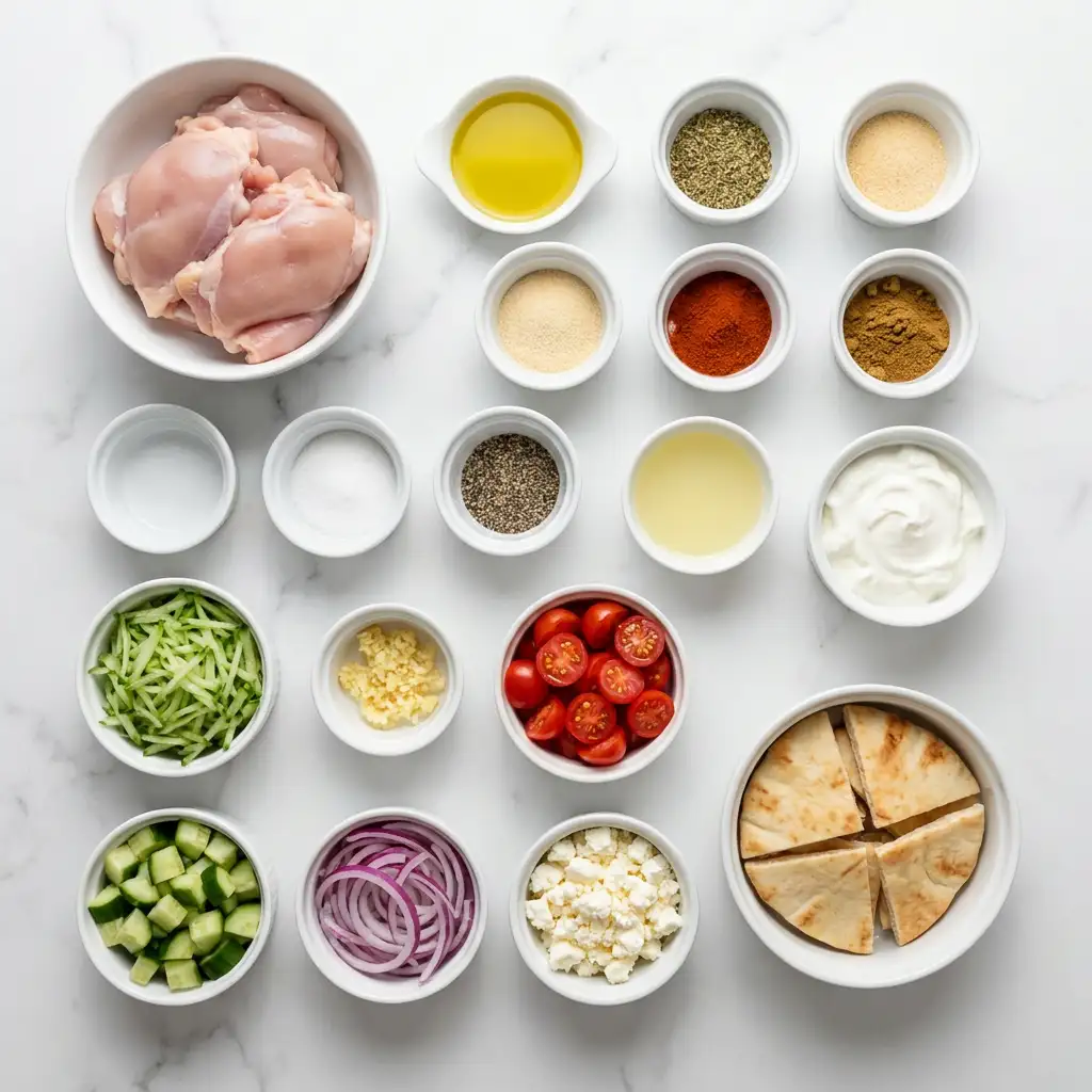 Ingredients for Chicken Gyro Bowls