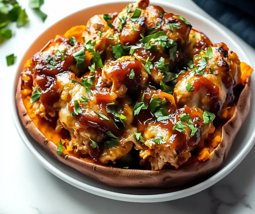 BBQ Chicken Stuffed Sweet Potatoes