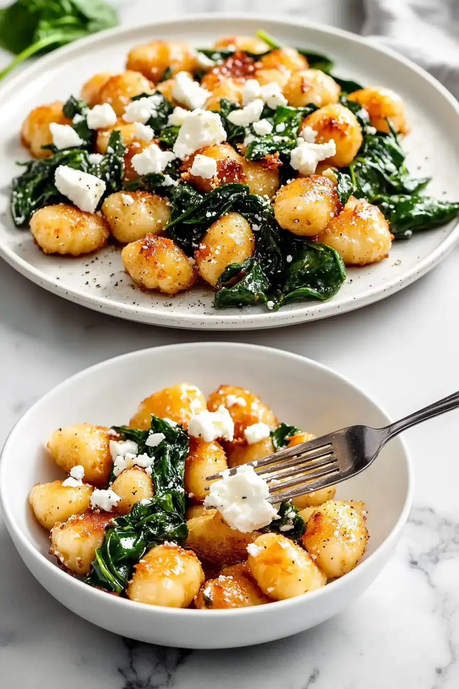 Crispy Gnocchi With Spinach And Feta