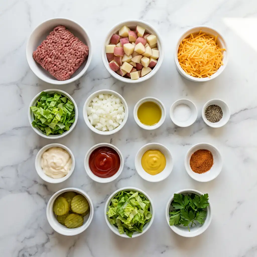 Ingredients for Smash Burger Bowl
