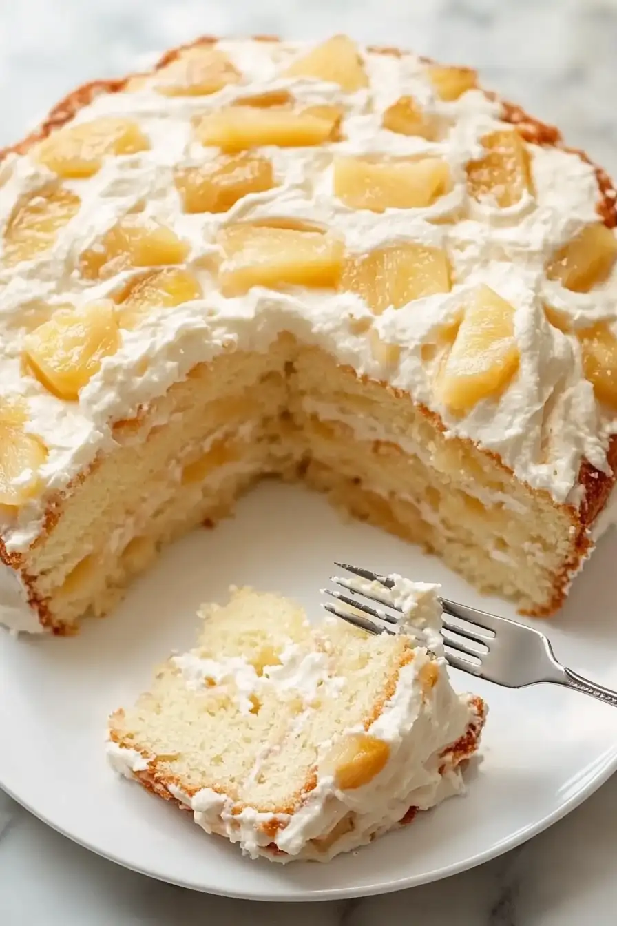 3-Ingredient Apple Pineapple Angel Cloud Cake 🍎🍍☁️
