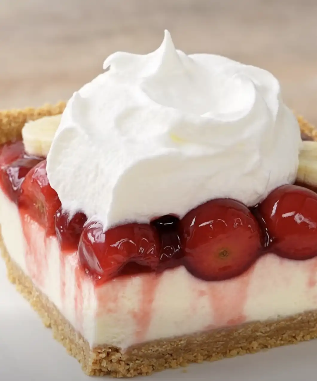 3-Ingredient Cherry Banana Cream Cheese Pie 🍒🍌