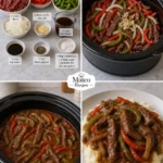 SLOW COOKER BEEF STRIPS WITH PEPPERS & ONIONS